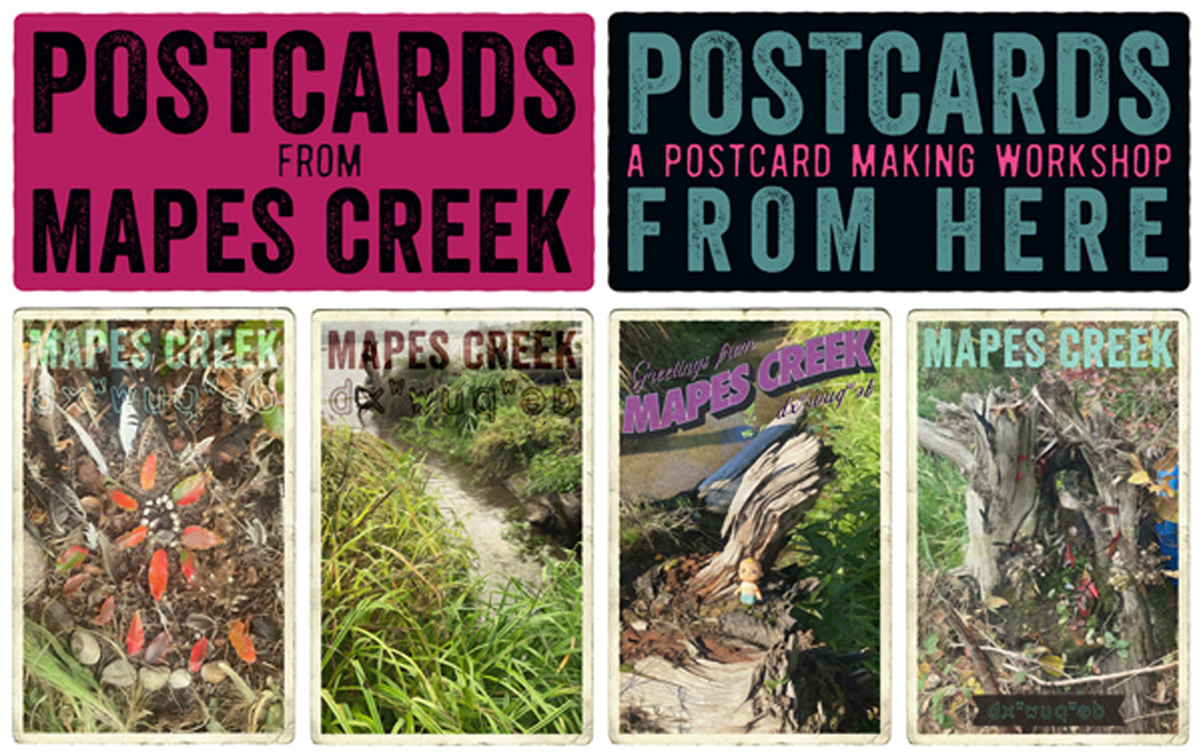 Web Banner Cascadia Poetics Lab Postcards from Mapes Creek Postcards from Here integrated marketing campaign